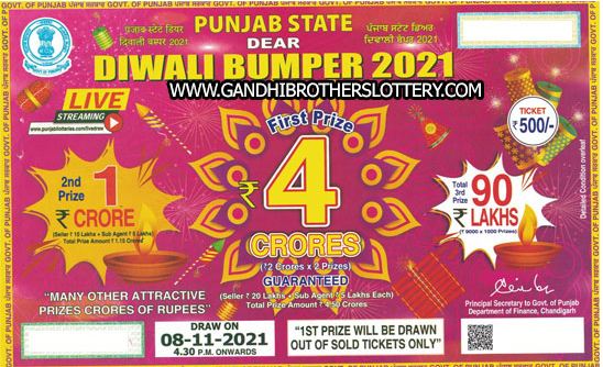 Punjab Diwali Bumper Result: 4 ਕਰੋੜ ਰੁਪਏ ਦਾ ਪਹਿਲਾ ਇਨਾਮ ਦੋ ਟਿਕਟਾਂ ਏ-689984 ਅਤੇ ਬੀ-997538 (2 ਕਰੋੜ ਰੁਪਏ ਪ੍ਰਤੀ ਟਿਕਟ) ਨੂੰ ਦਿੱਤਾ ਗਿਆ।