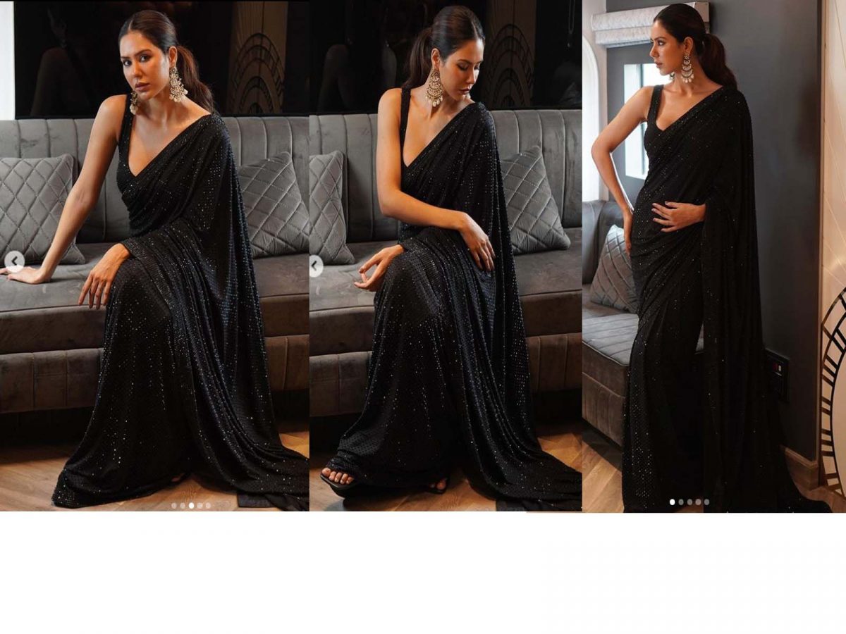 Sonam Bajwa's black sari photoshoot was pretty